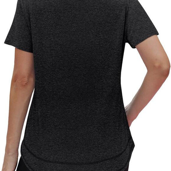 Womens Workout Tops Short Sleeve Shirts with Sun Protection Trendy Spring Summer - Picture 5 of 5